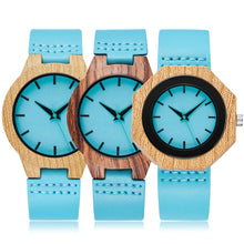 Load image into Gallery viewer, Imitation Wooden Watch Blue Dial Hexagon Case
